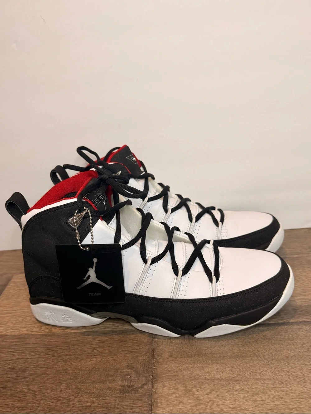 Nike Jordan 9.5 Team - White & Black with Red Accents